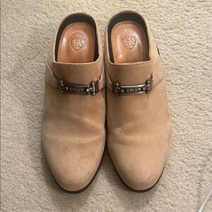 Ariat Tan Slip On Clogs with short heel Size 8